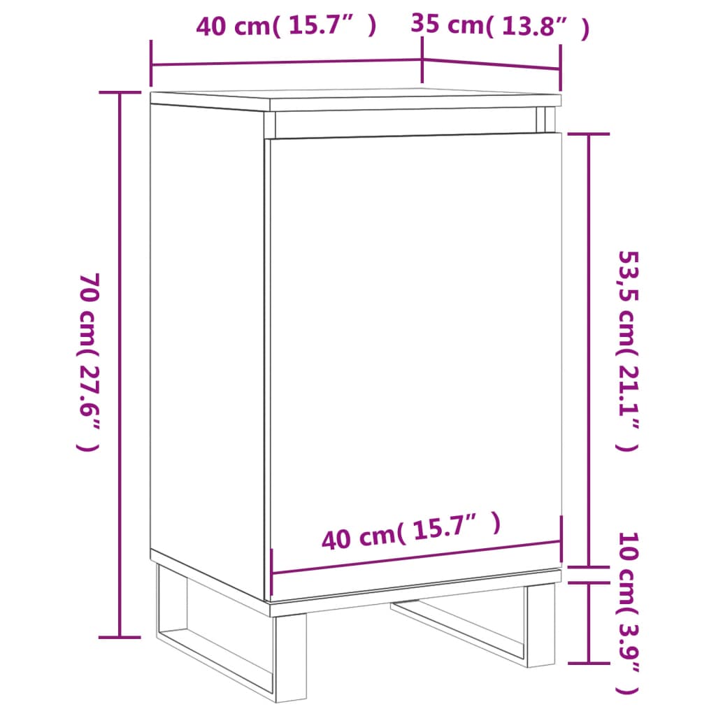 Komode 2 kom smeđa boja hrasta 40x35x70 cm konstruirano drvo