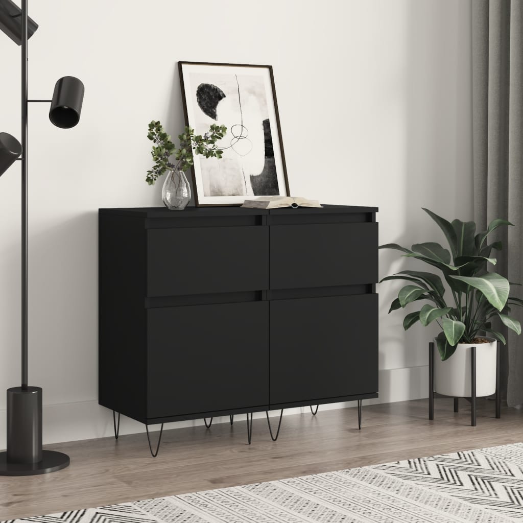 Komode 2 kom crne 40 x 35 x 70 cm od konstruiranog drva