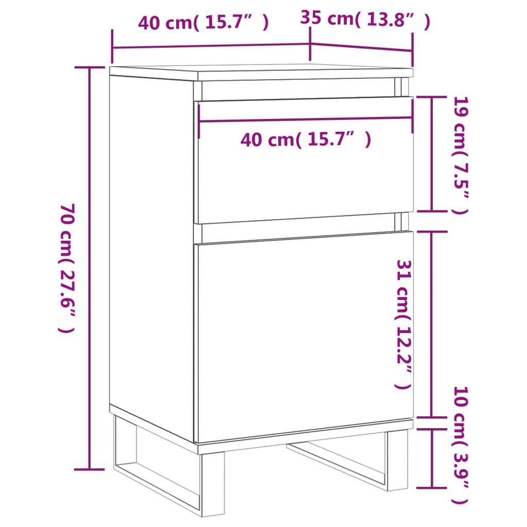 Komoda boja hrasta sonome 40 x 35 x 70 cm od konstruiranog drva