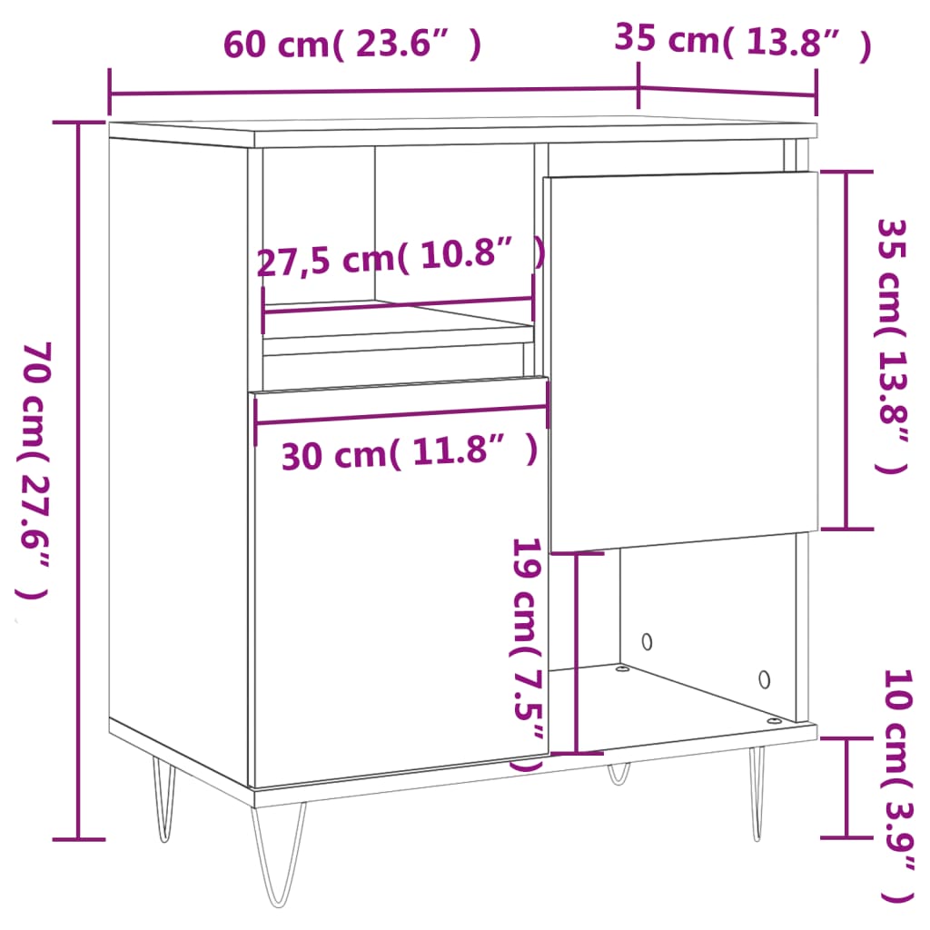 Komoda boja hrasta sonome 60 x 35 x 70 cm od konstruiranog drva