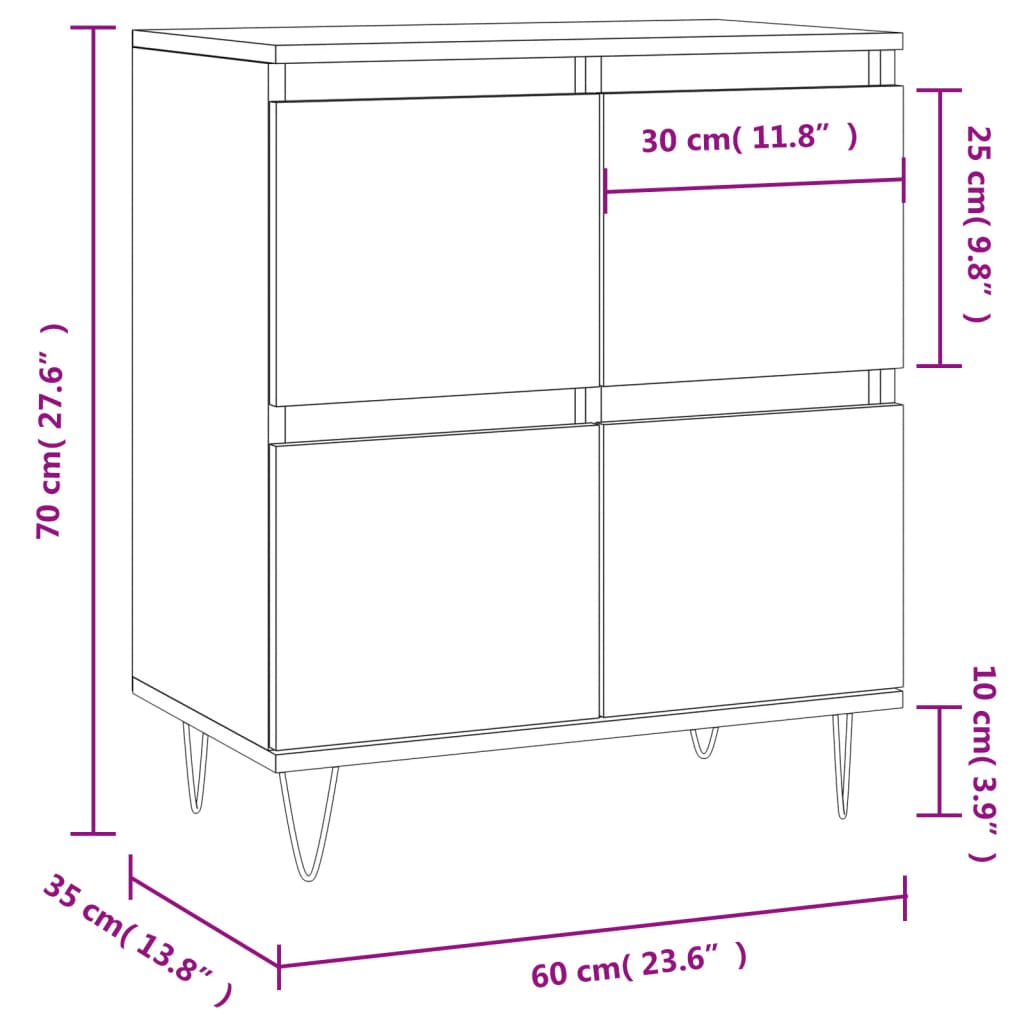 Komoda sivog hrasta sonome 60x35x70 cm od konstruiranog drva