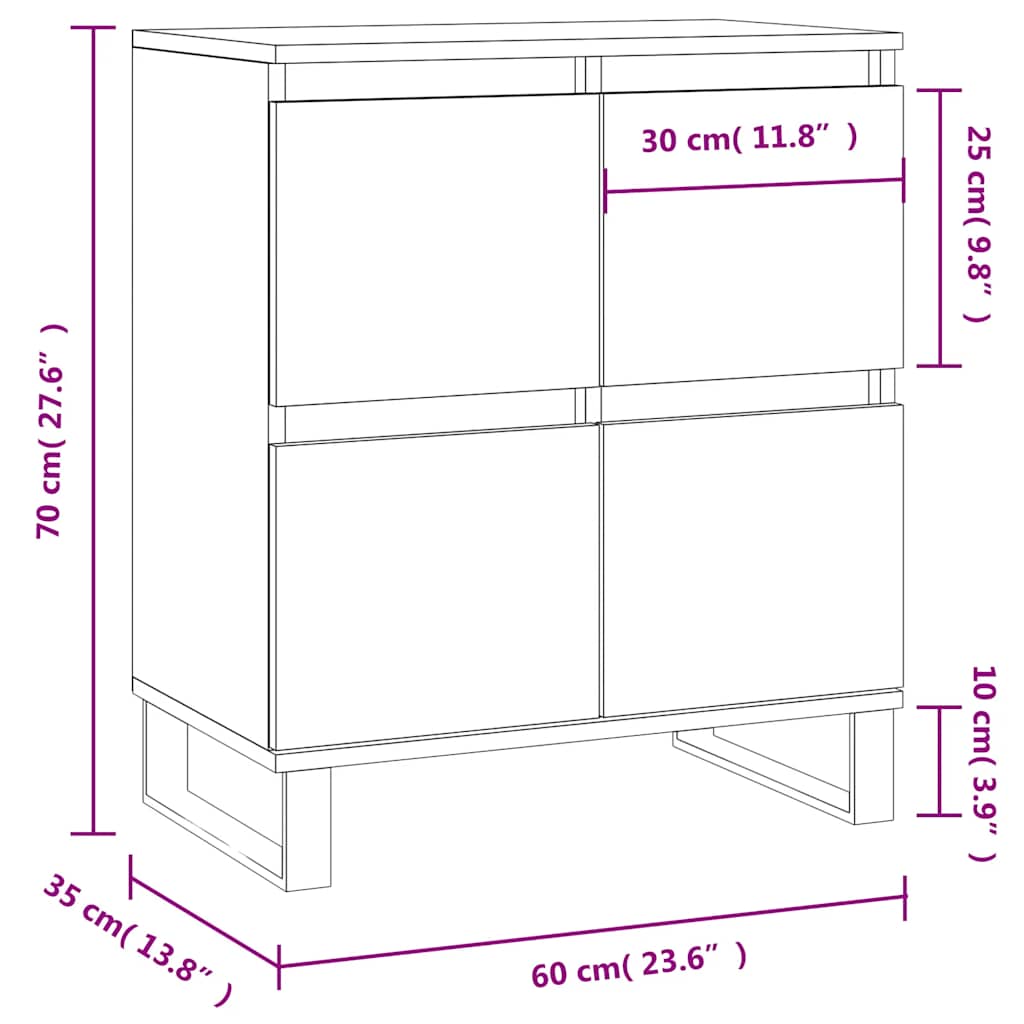Komoda sivog hrasta sonome 60x35x70 cm od konstruiranog drva