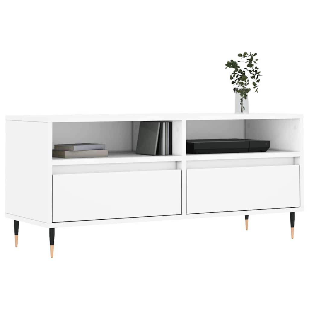 TV ormarić bijeli 100 x 34,5 x 44,5 cm od konstruiranog drva Bijela