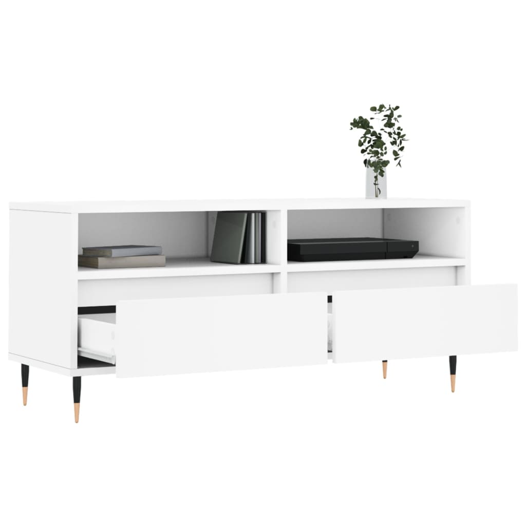 TV ormarić bijeli 100 x 34,5 x 44,5 cm od konstruiranog drva Bijela