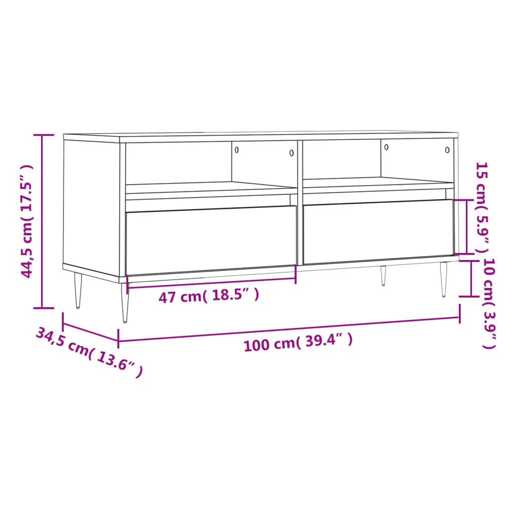 TV ormarić sivi Sonoma 100x34,5x44,5cm konstruirano drvo