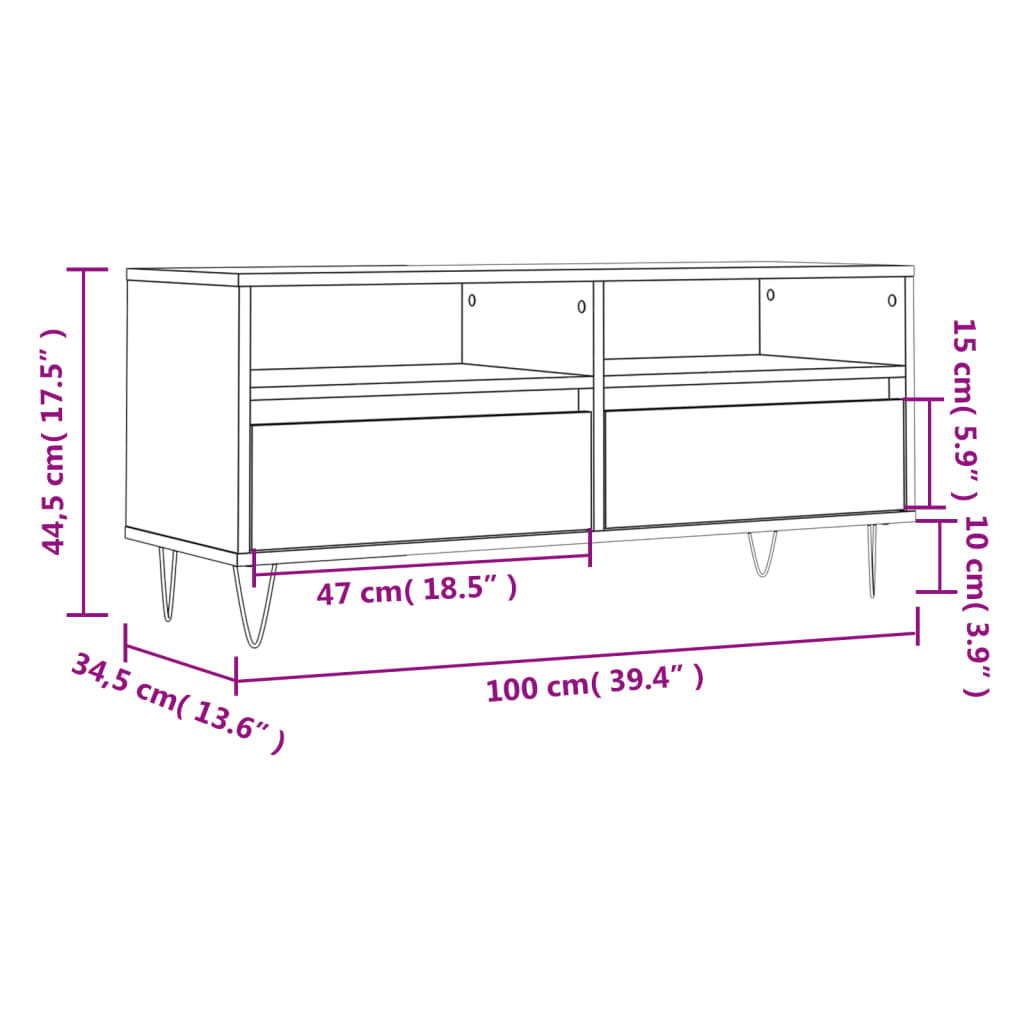 TV ormarić bijeli 100 x 34,5 x 44,5 cm od konstruiranog drva