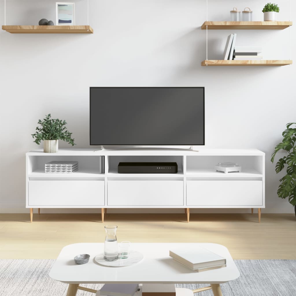 TV ormarić bijeli 150x30x44,5 cm od konstruiranog drva Bijela