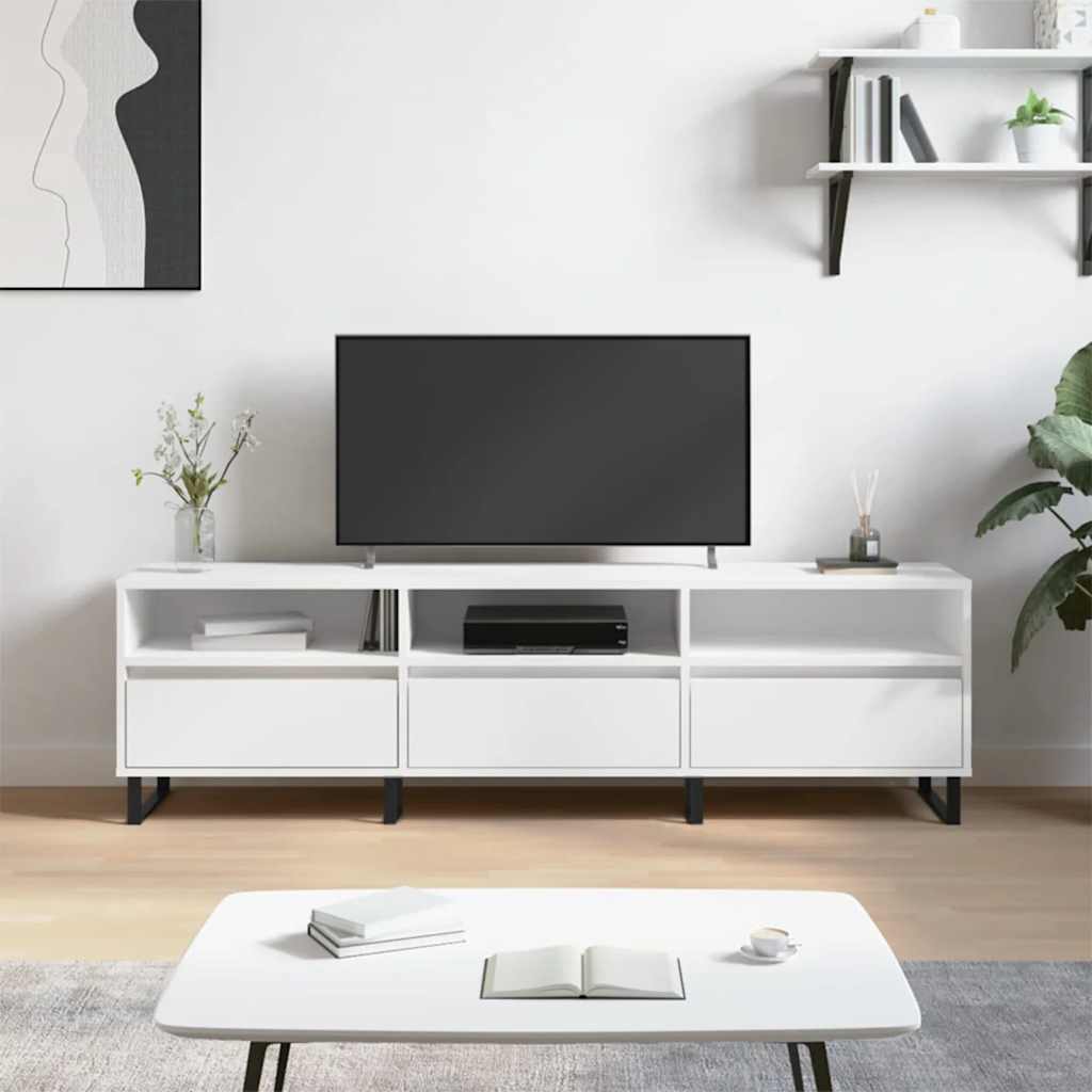 TV ormarić bijeli 150x30x44,5 cm od konstruiranog drva Bijela