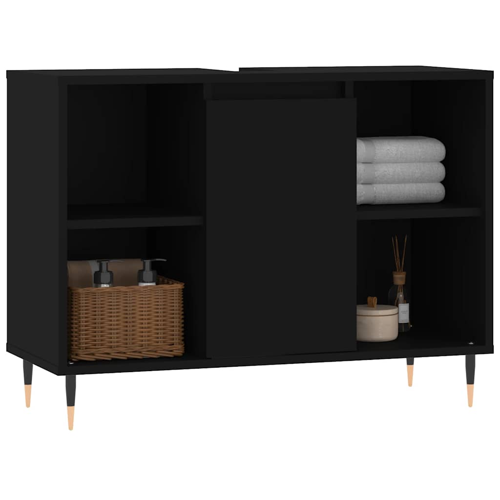 Kupaonski ormarić crni 80 x 33 x 60 cm od konstruiranog drva Crna