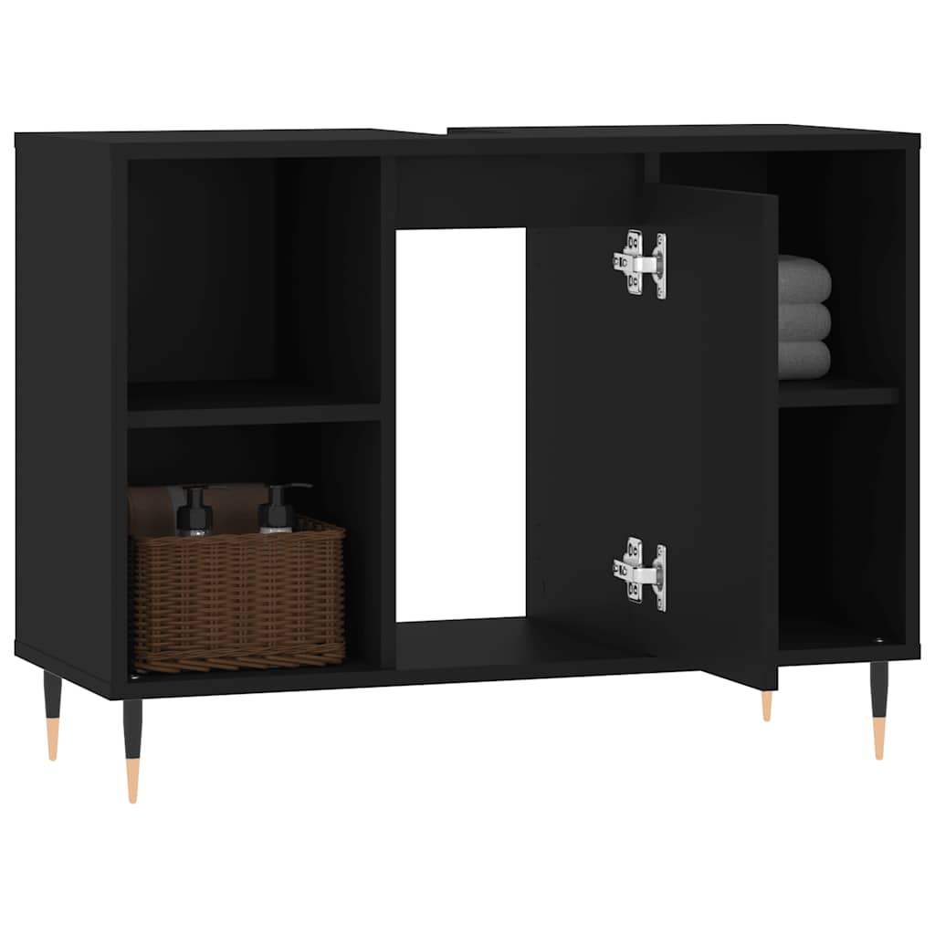 Kupaonski ormarić crni 80 x 33 x 60 cm od konstruiranog drva Crna