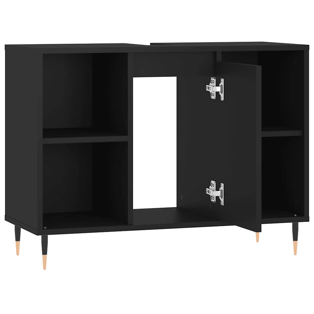 Kupaonski ormarić crni 80 x 33 x 60 cm od konstruiranog drva Crna