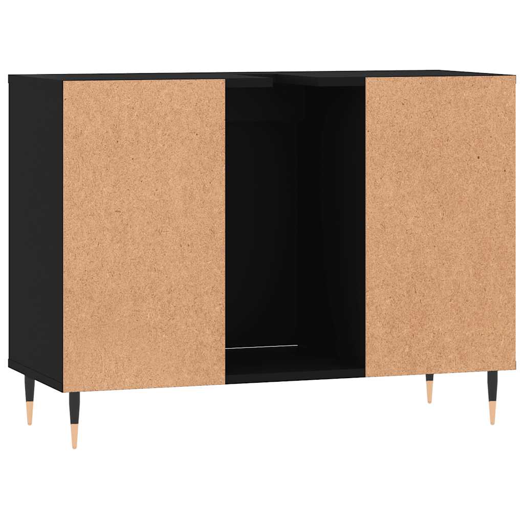 Kupaonski ormarić crni 80 x 33 x 60 cm od konstruiranog drva Crna