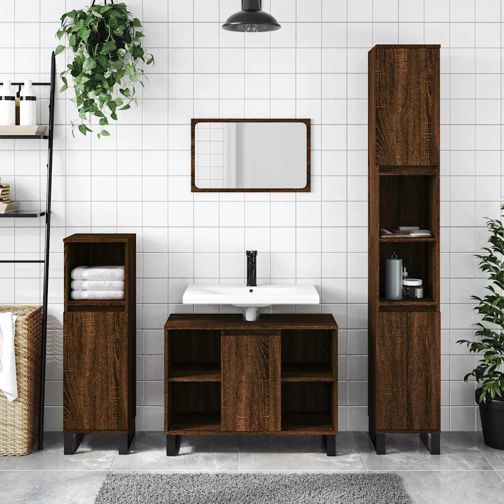 Ormarić za umivaonik smeđa boja hrasta 80x33x60 cm drveni