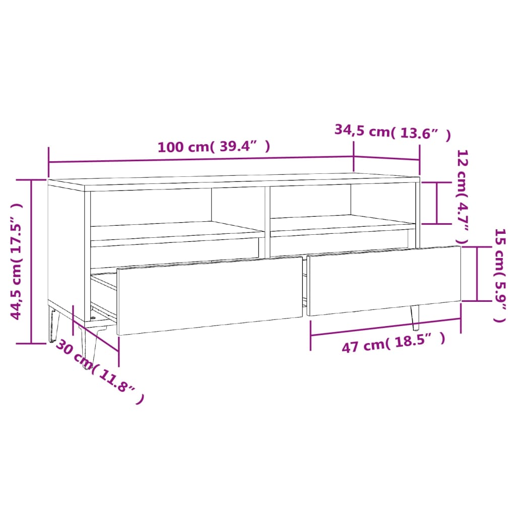 TV ormarić bijeli 100 x 34,5 x 44,5 cm od konstruiranog drva