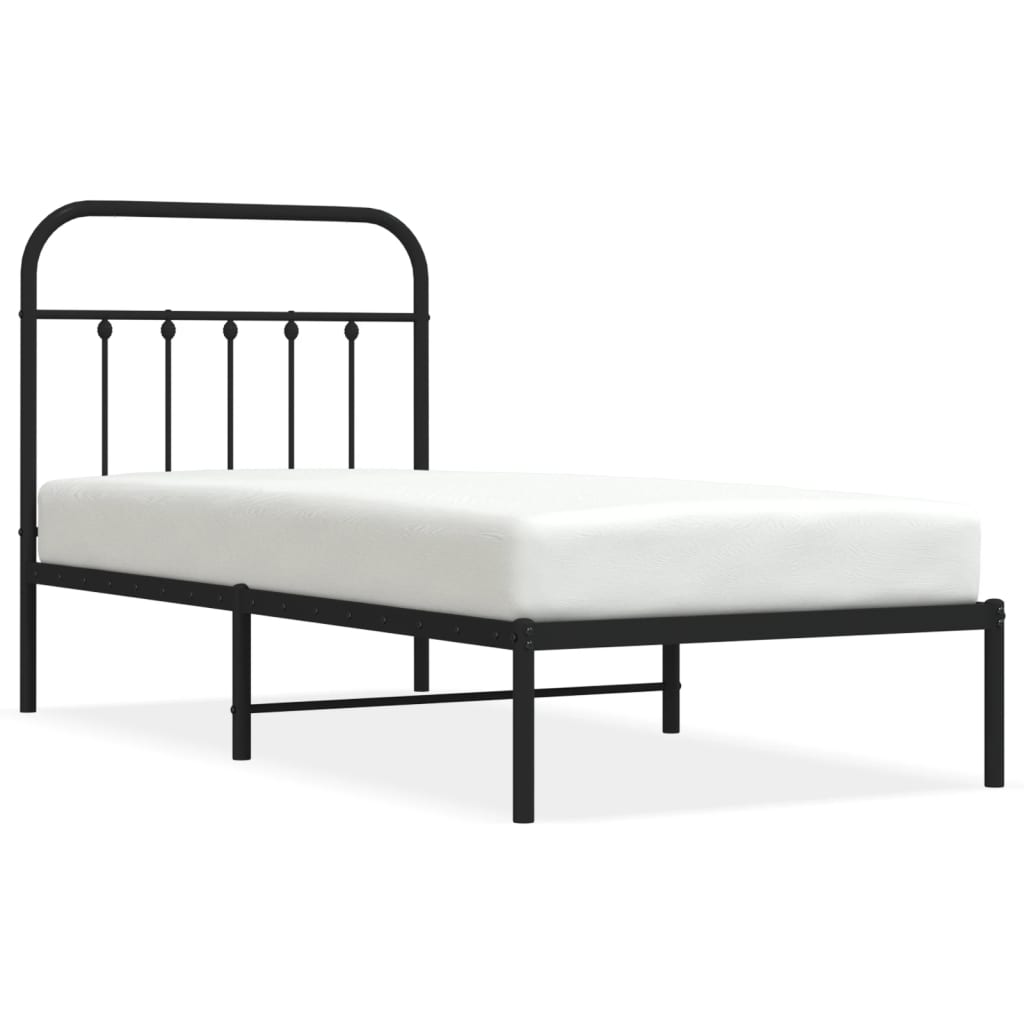 Metalni okvir za krevet s uzglavljem crni 80x200 cm