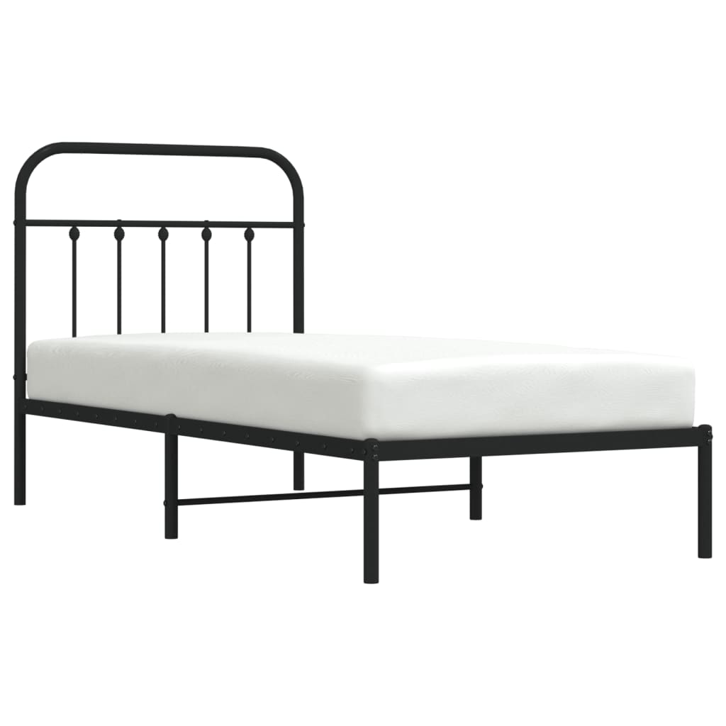 Metalni okvir za krevet s uzglavljem crni 80x200 cm