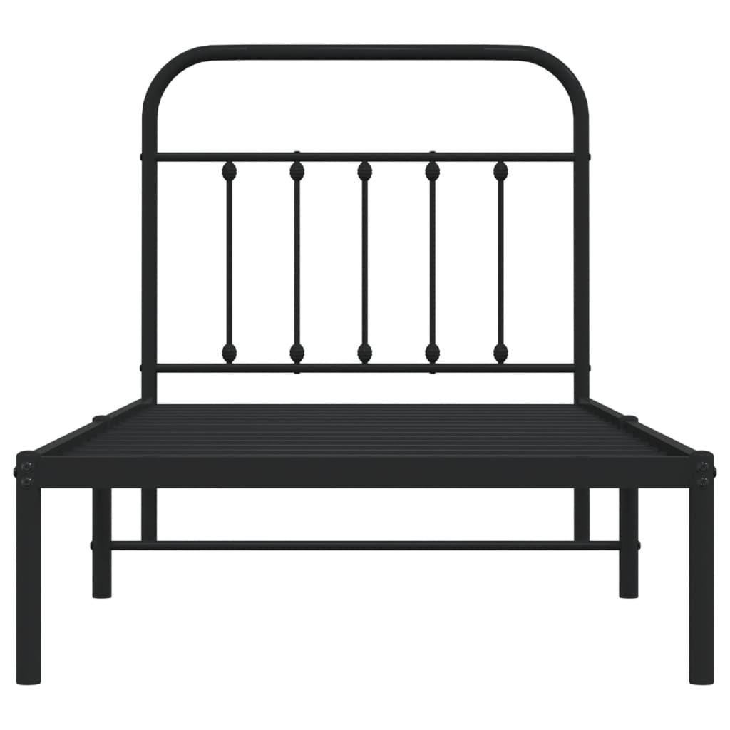 Metalni okvir za krevet s uzglavljem crni 80x200 cm