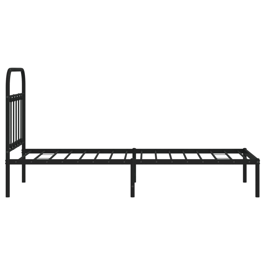 Metalni okvir za krevet s uzglavljem crni 80x200 cm