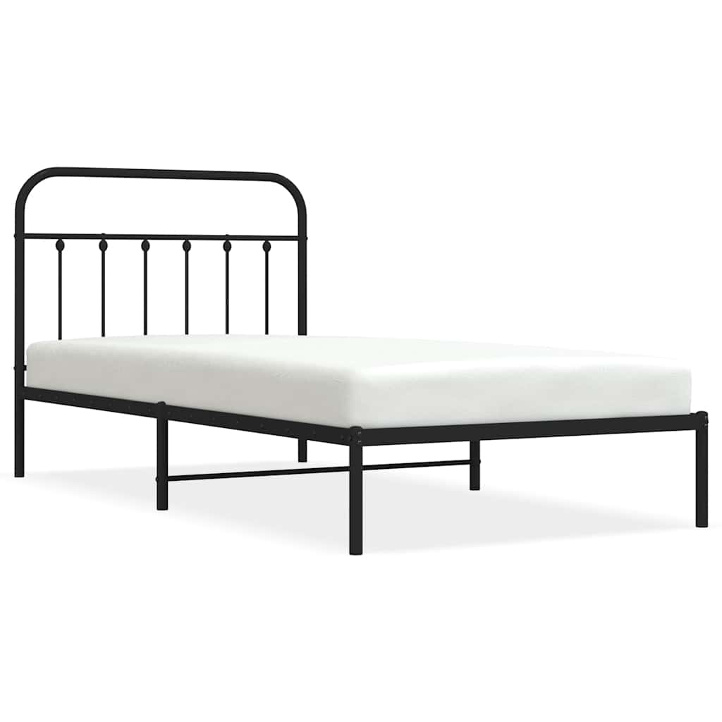 Metalni okvir za krevet s uzglavljem crni 100x200 cm