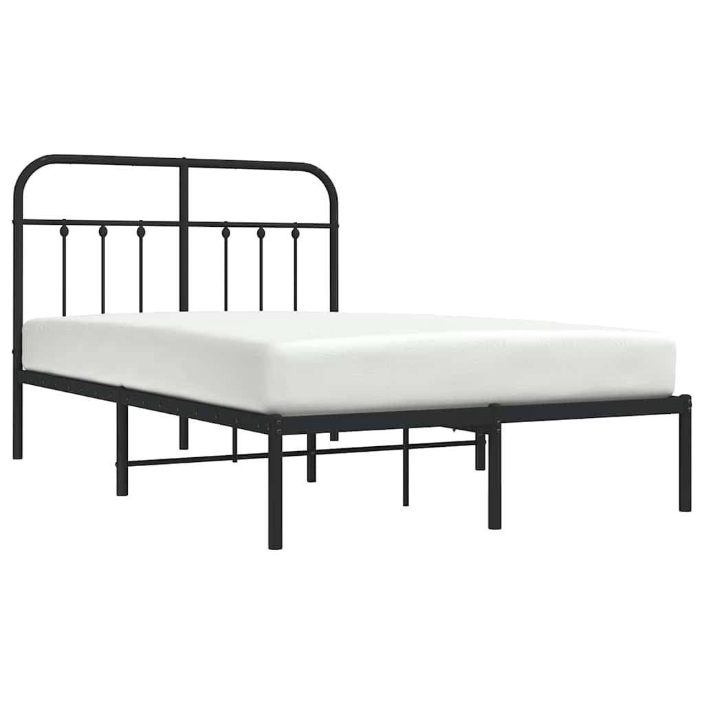 Metalni okvir za krevet s uzglavljem crni 120x190 cm