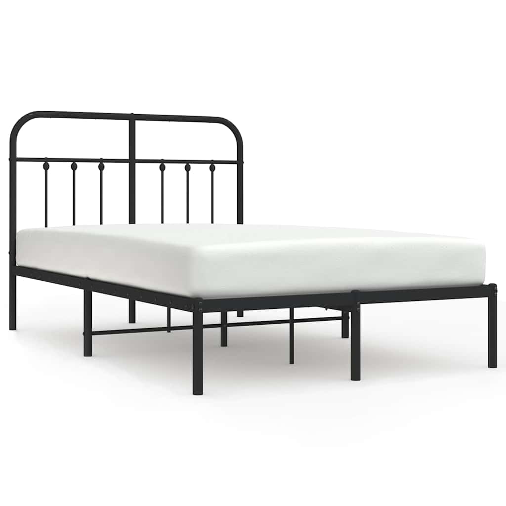 Metalni okvir za krevet s uzglavljem crni 120x200 cm