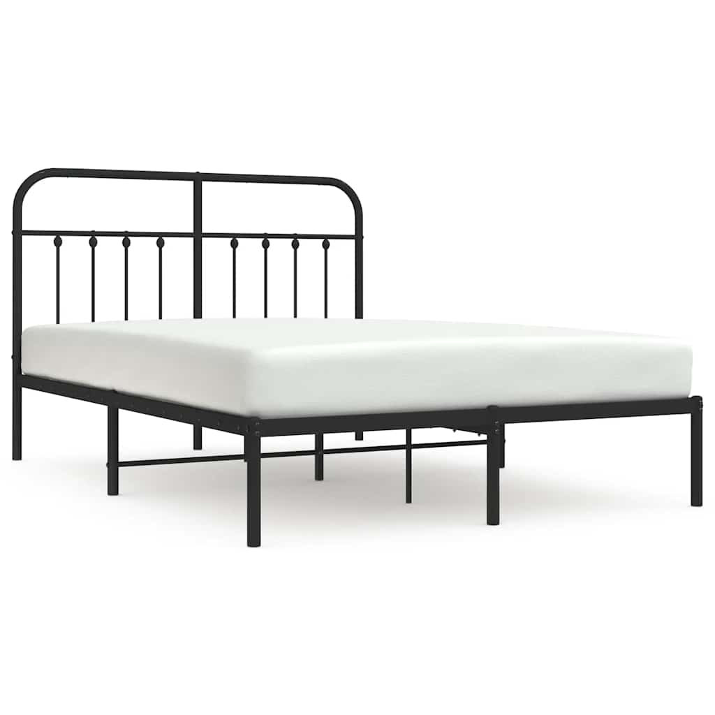 Metalni okvir za krevet s uzglavljem crni 140x190 cm
