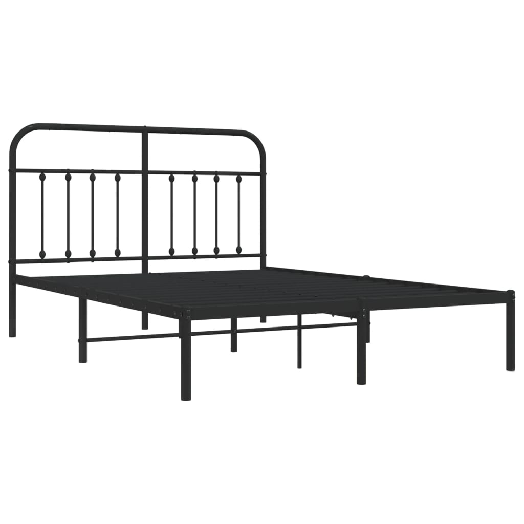 Metalni okvir za krevet s uzglavljem crni 140x190 cm