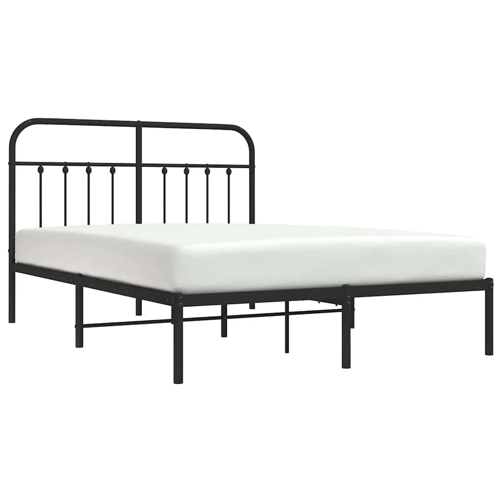Metalni okvir za krevet s uzglavljem crni 140x190 cm