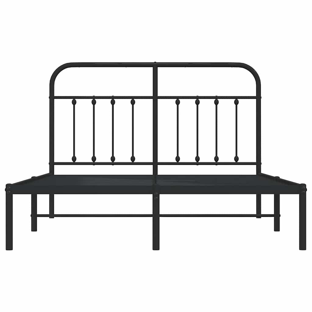 Metalni okvir za krevet s uzglavljem crni 140x190 cm