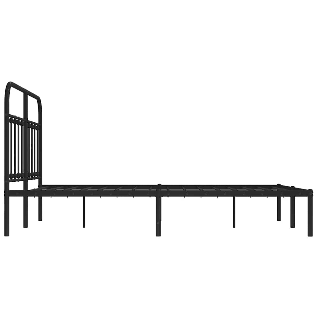 Metalni okvir za krevet s uzglavljem crni 140x190 cm