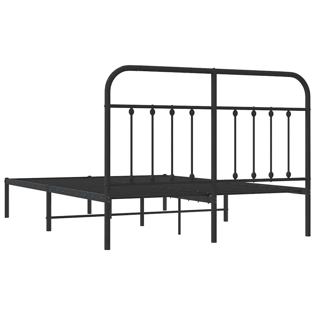 Metalni okvir za krevet s uzglavljem crni 140x190 cm