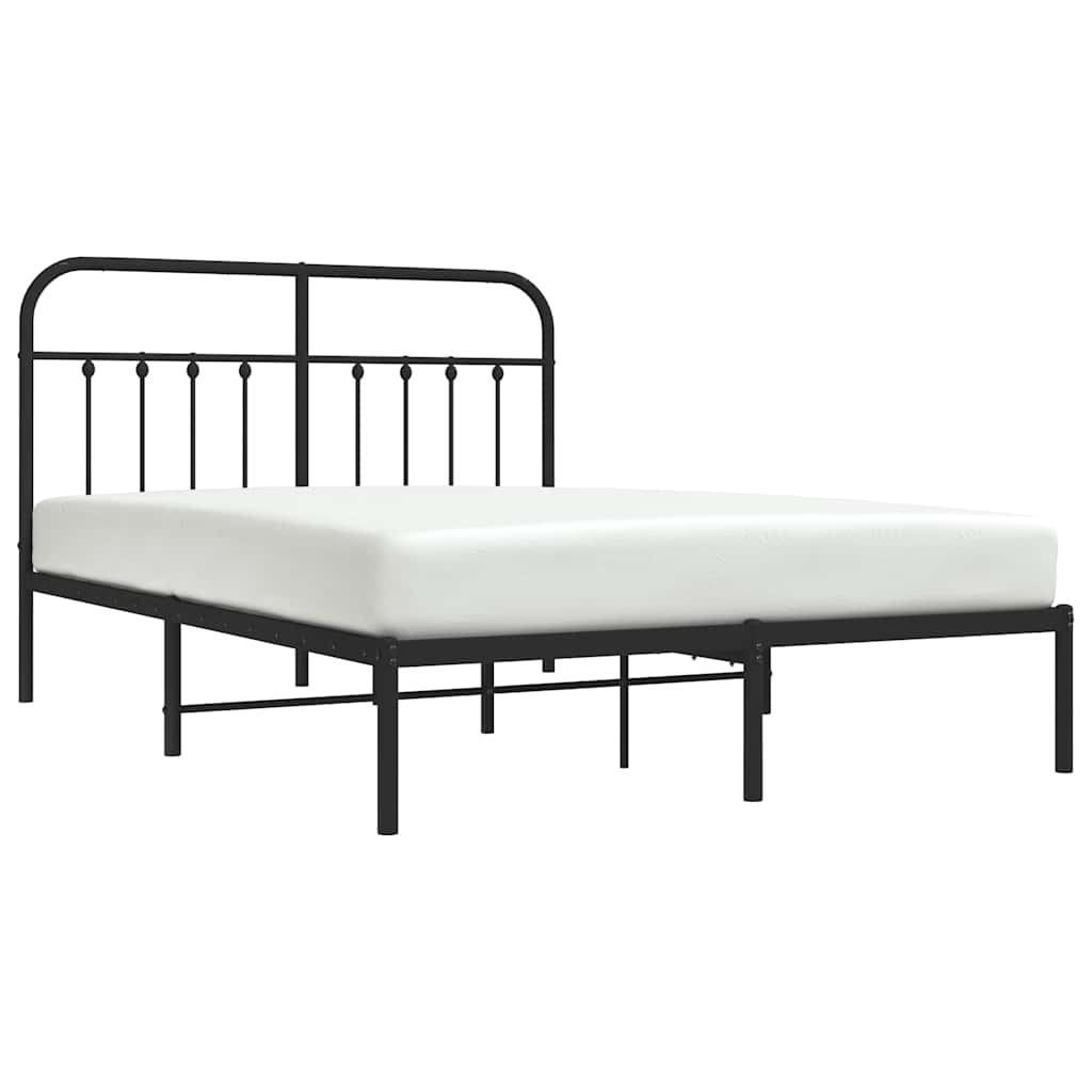 Metalni okvir za krevet s uzglavljem crni 150x200 cm