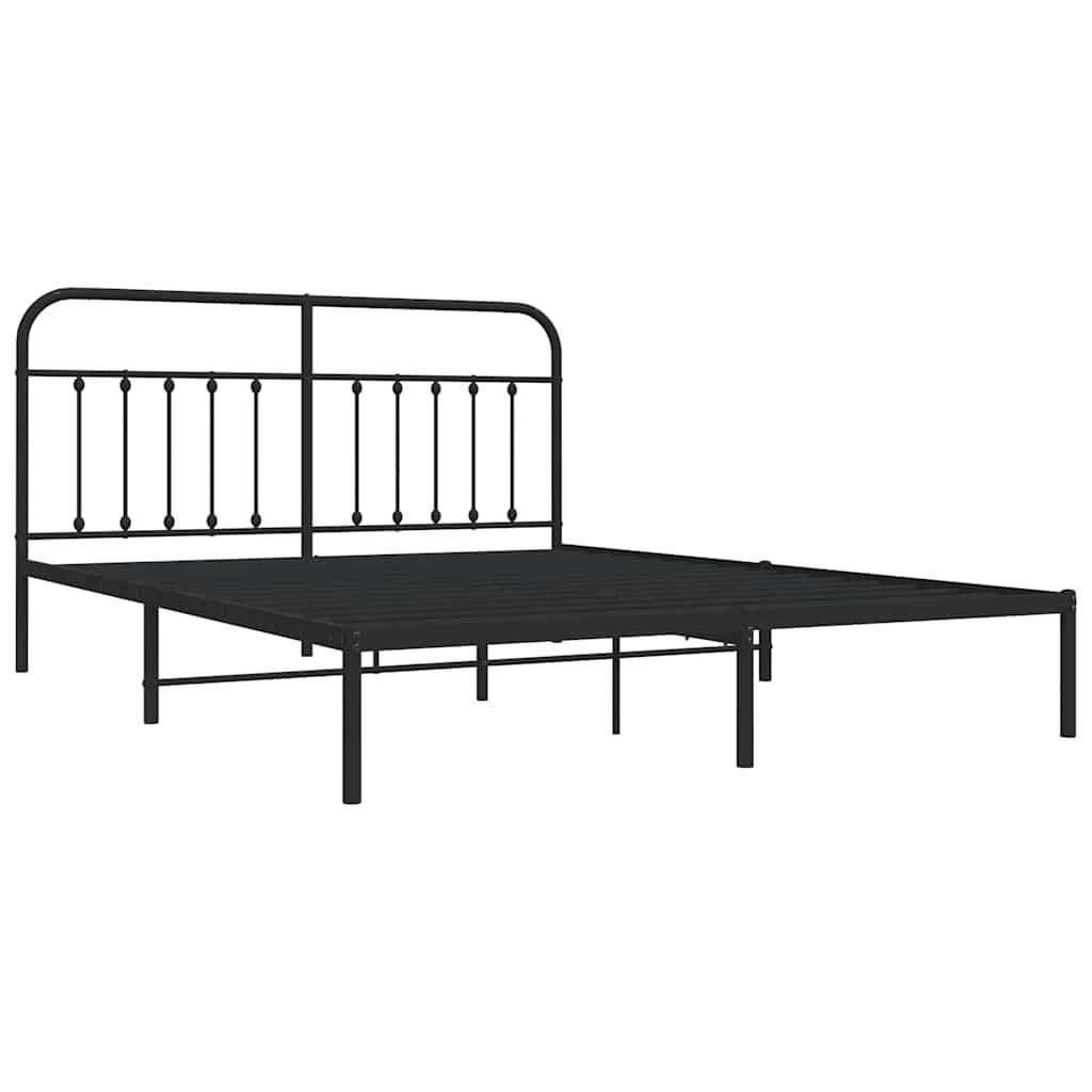 Metalni okvir za krevet s uzglavljem crni 183x213 cm