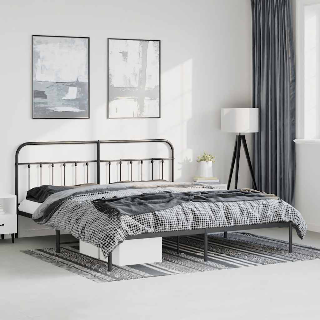 Metalni okvir za krevet s uzglavljem crni 183x213 cm