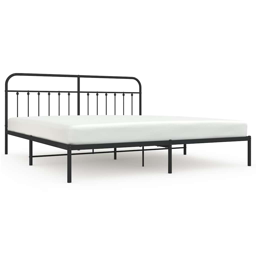 Metalni okvir za krevet s uzglavljem crni 193x203 cm