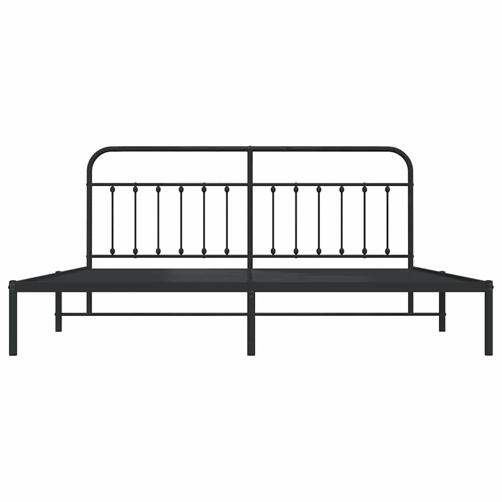 Metalni okvir za krevet s uzglavljem crni 193x203 cm
