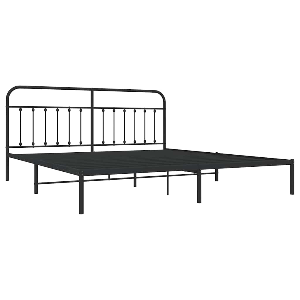 Metalni okvir za krevet s uzglavljem crni 200x200 cm