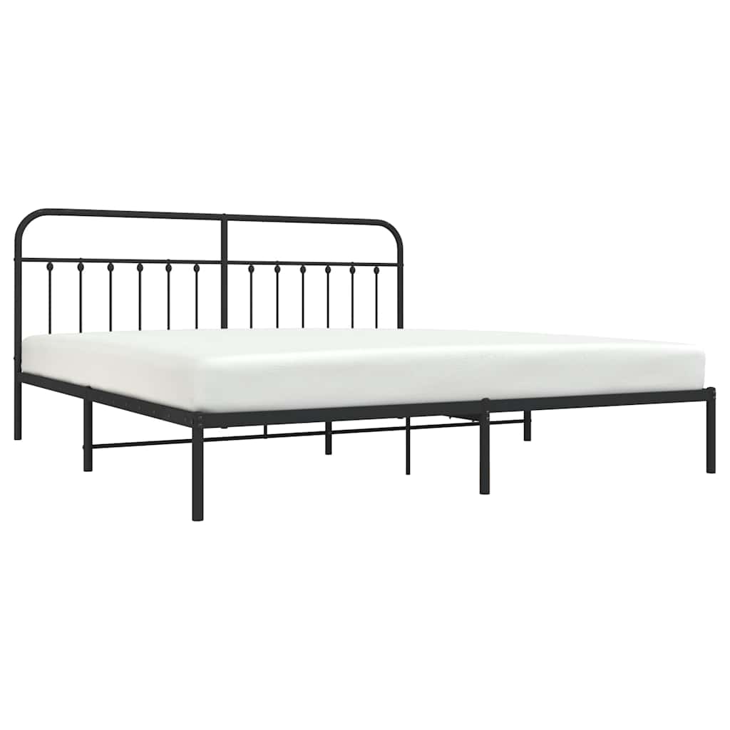 Metalni okvir za krevet s uzglavljem crni 200x200 cm