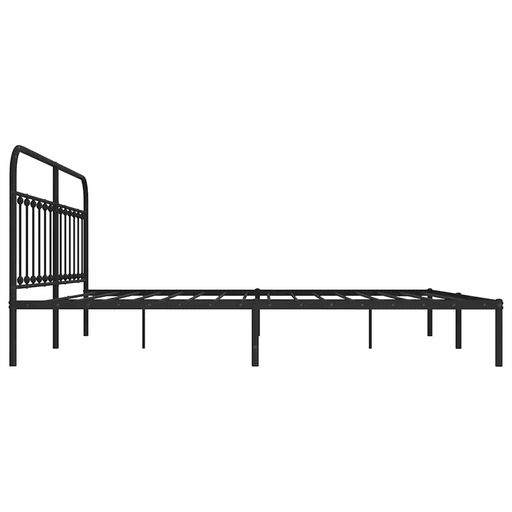 Metalni okvir za krevet s uzglavljem crni 200x200 cm