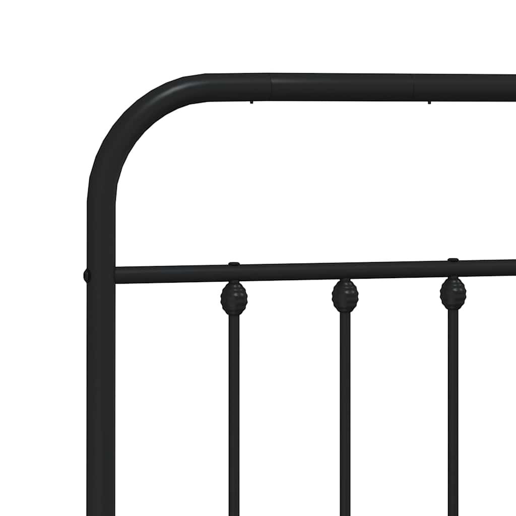 Metalni okvir za krevet s uzglavljem crni 200x200 cm