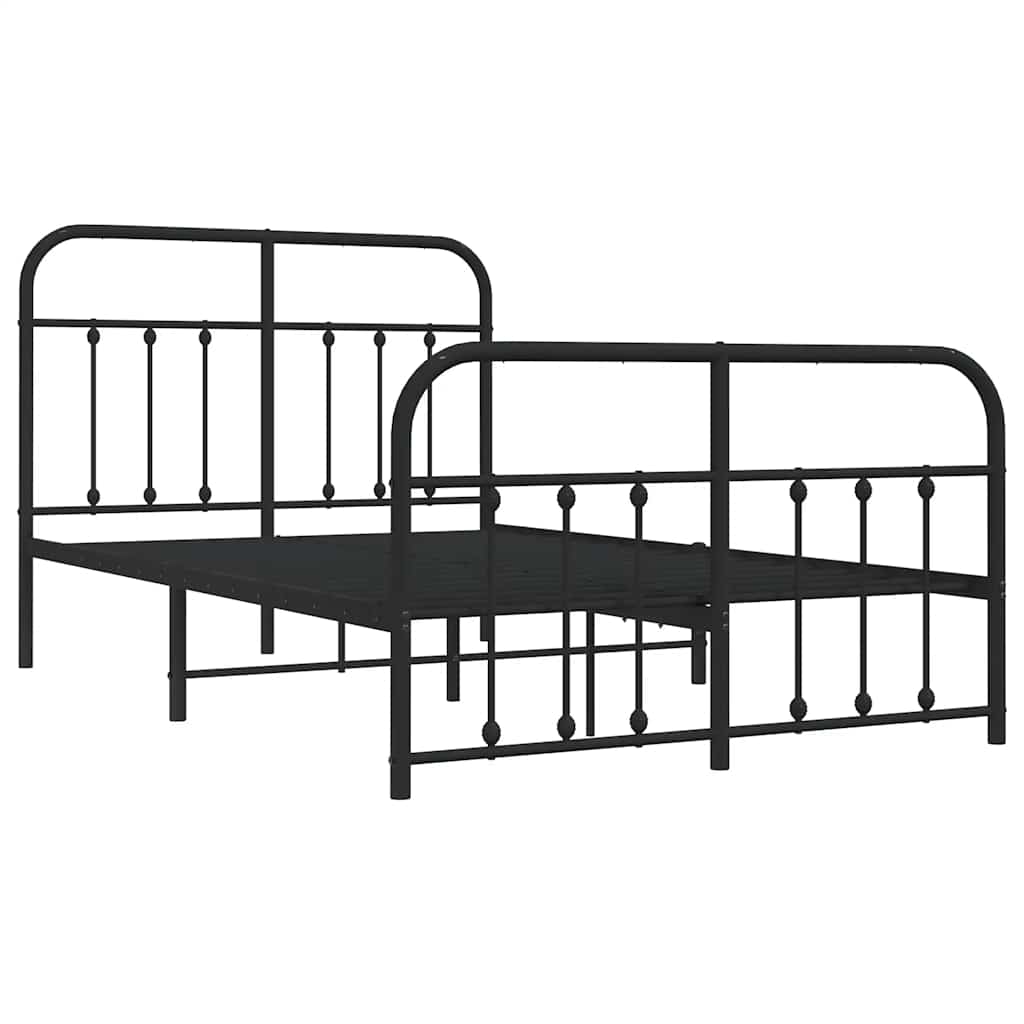Metalni okvir kreveta uzglavlje i podnožje crni 120x190 cm