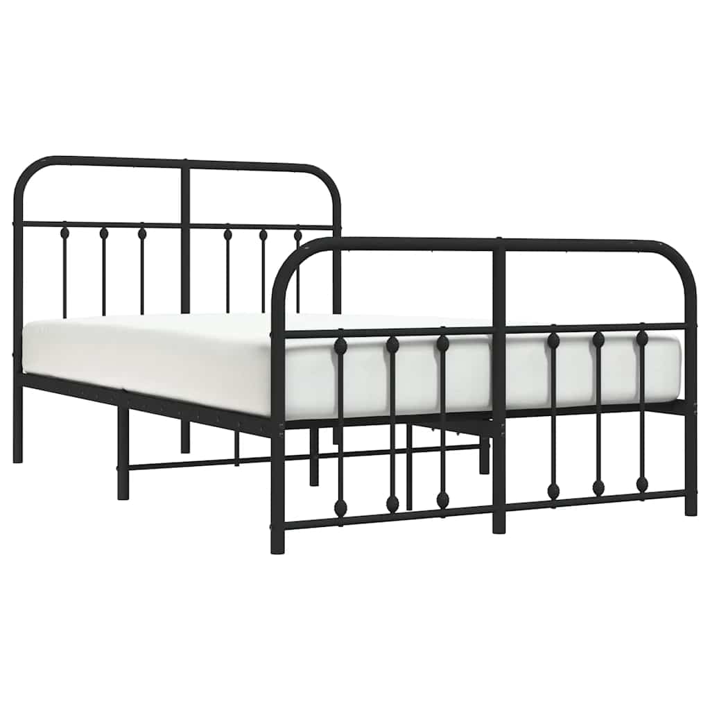 Metalni okvir kreveta uzglavlje i podnožje crni 120x190 cm
