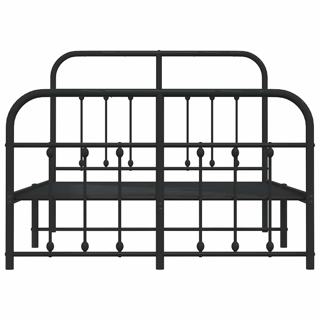 Metalni okvir kreveta uzglavlje i podnožje crni 120x190 cm