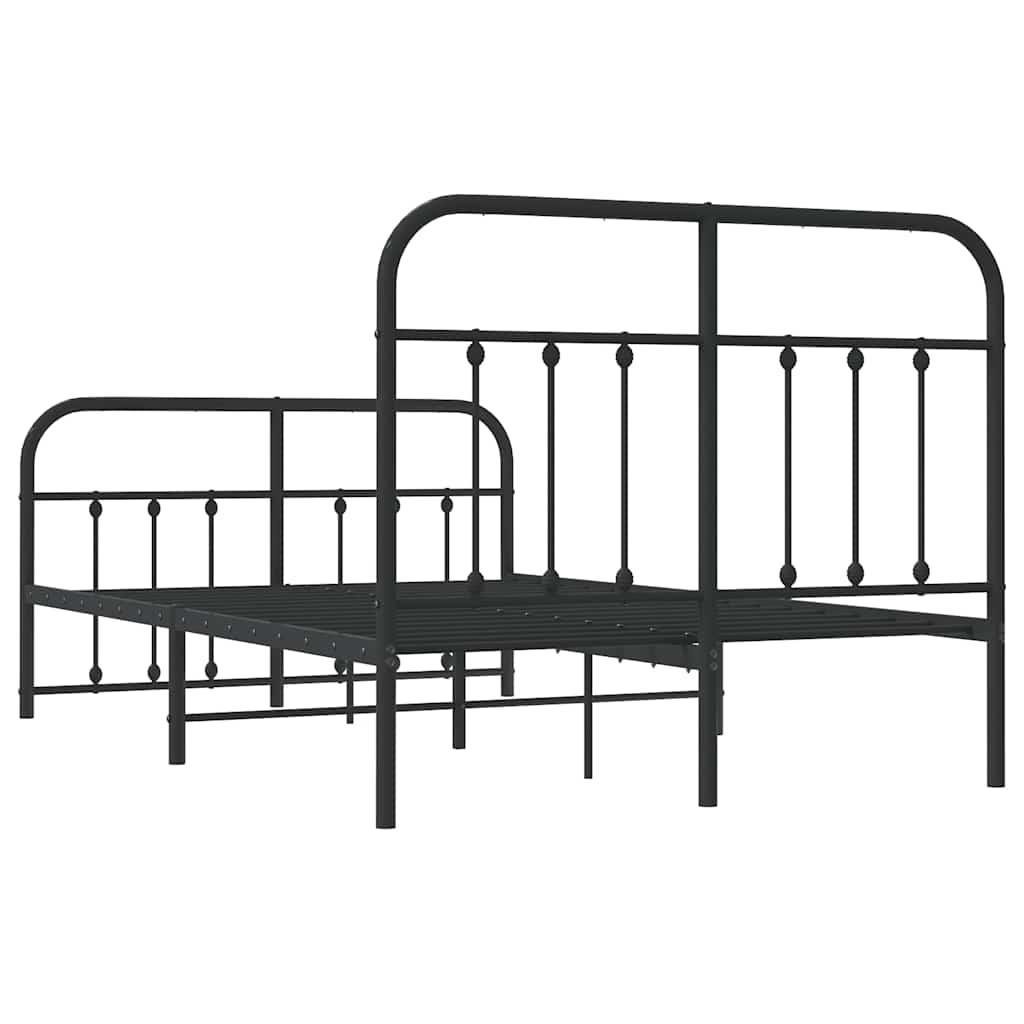 Metalni okvir kreveta uzglavlje i podnožje crni 120x190 cm