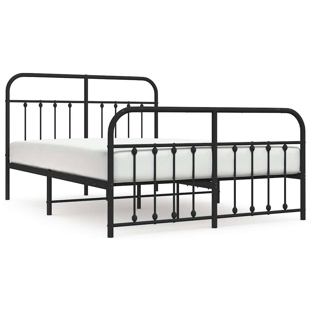 Metalni okvir kreveta uzglavlje i podnožje crni 150x200 cm