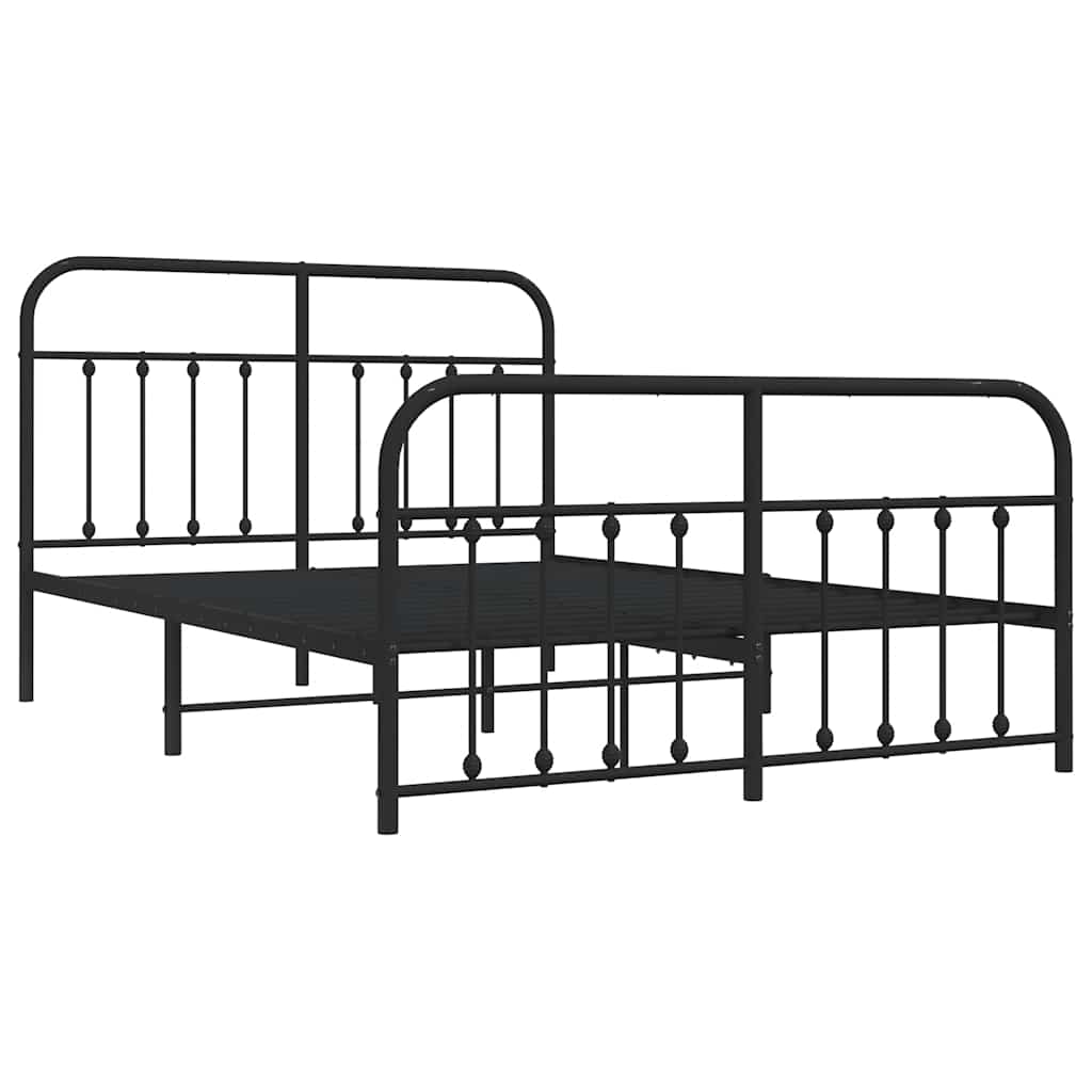 Metalni okvir kreveta uzglavlje i podnožje crni 150x200 cm