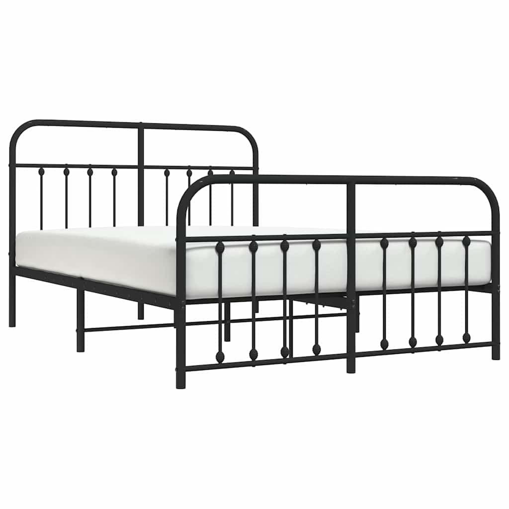 Metalni okvir kreveta uzglavlje i podnožje crni 150x200 cm