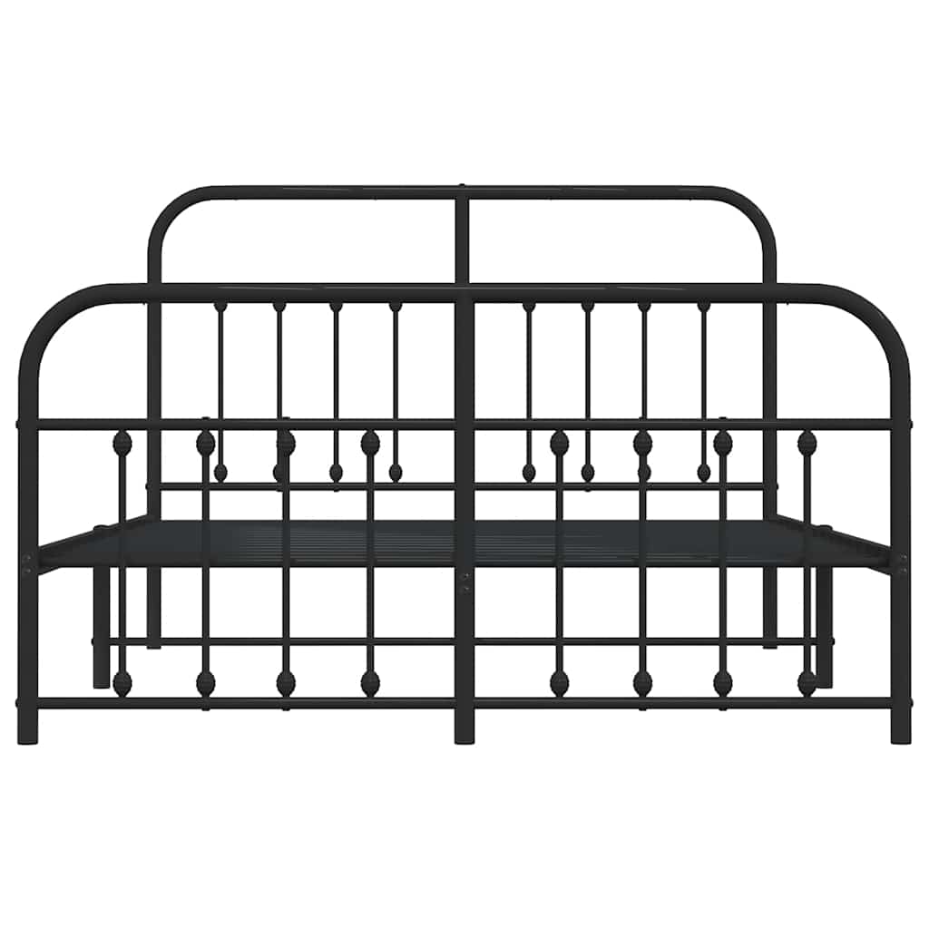 Metalni okvir kreveta uzglavlje i podnožje crni 150x200 cm
