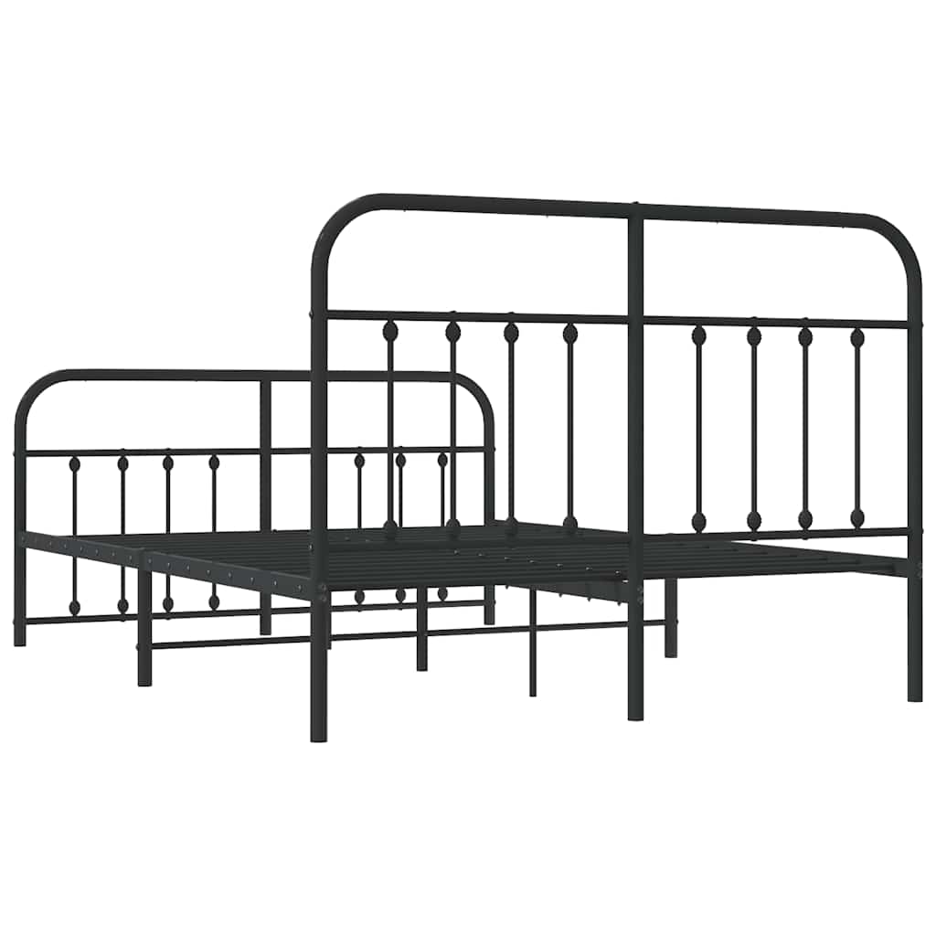 Metalni okvir kreveta uzglavlje i podnožje crni 150x200 cm