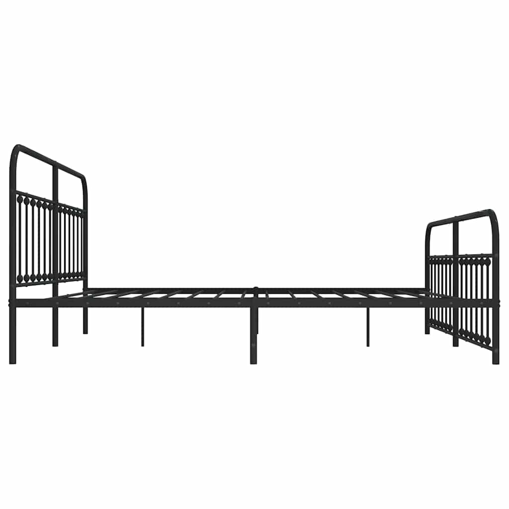 Metalni okvir kreveta uzglavlje i podnožje crni 200x200 cm